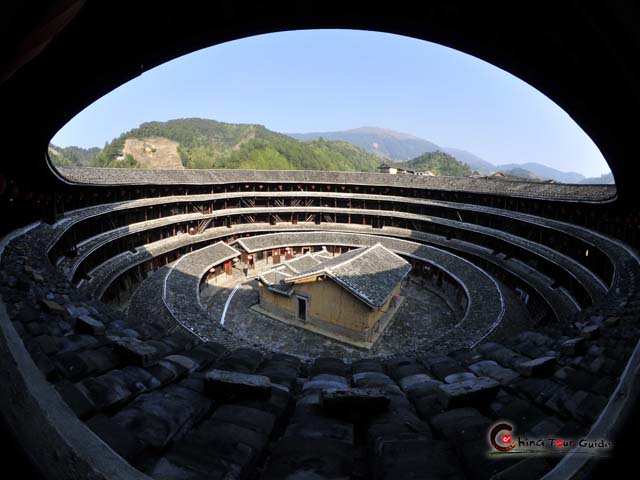 panaramic view of 
tulou hakka house